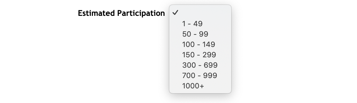 Expected Participation information on the University of California Public Engagement form